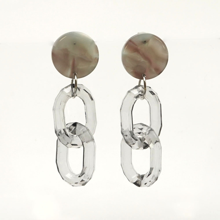 グレー | クリアチェーンさがりピアス | monamona