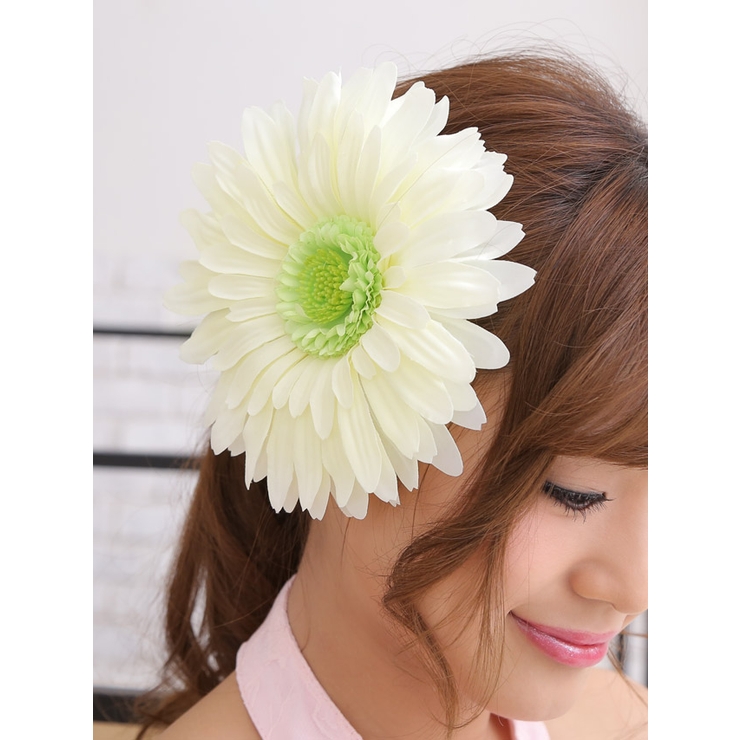 髪飾りヘアアクセサリーガーベラ花モチーフクリップブローチオレンジホワイトピンクReticaレティカ