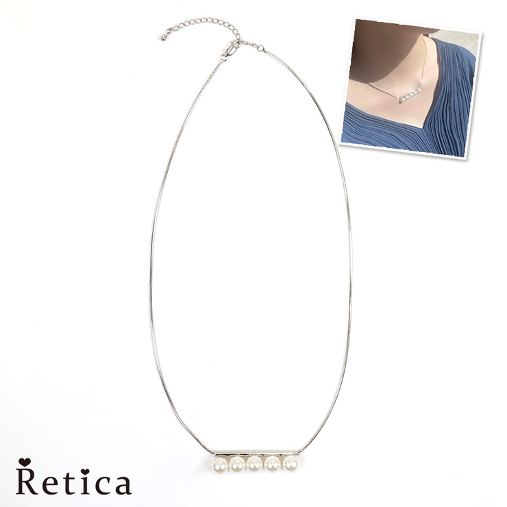 ホワイトパール×シルバーバーネックレス パーティードレス小物 パールネックレス | Retica | 詳細画像1 