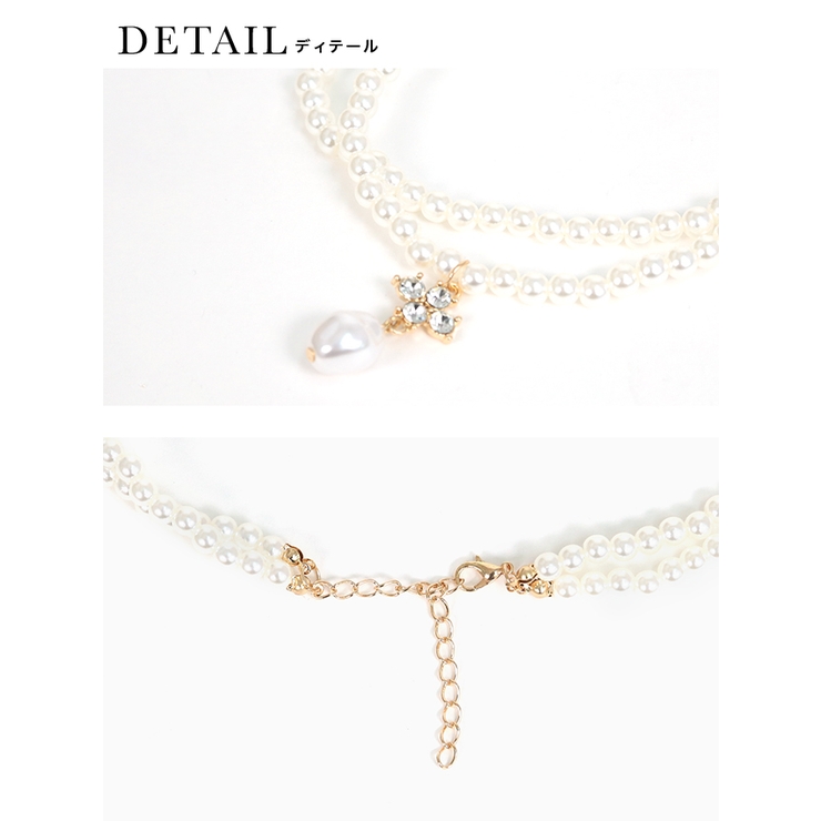 パール×トップビジュー2連パールネックレス ショートネックレス 2連ネックレス | Retica | 詳細画像4 