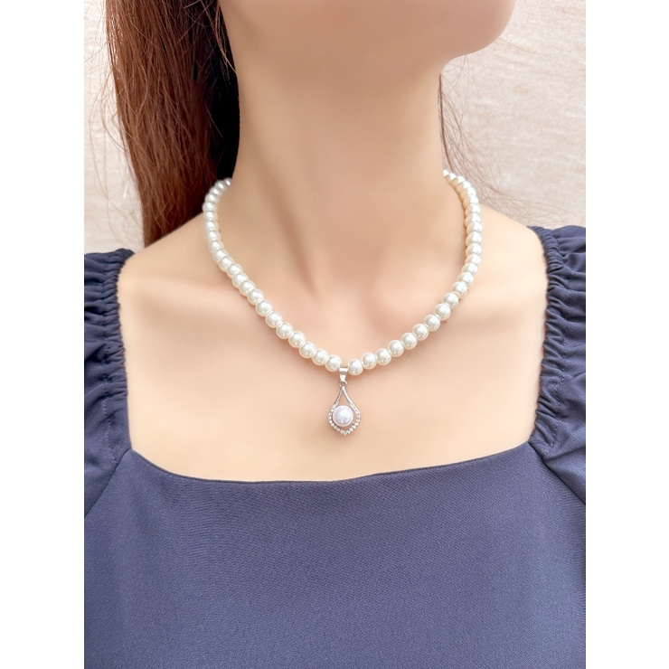 しずくモチーフビジュー×パールネックレス＆ピアスセット アクセサリーセット | Retica | 詳細画像2 