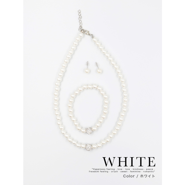 パール×ラウンドビジュートップアクセサリーセット ネックレス ピアス | Retica | 詳細画像2 