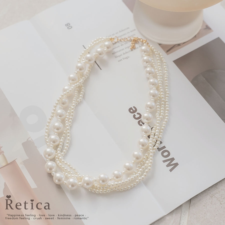多重大小パールネックレス 韓国アクセ パーティードレス小物 | Retica | 詳細画像1 