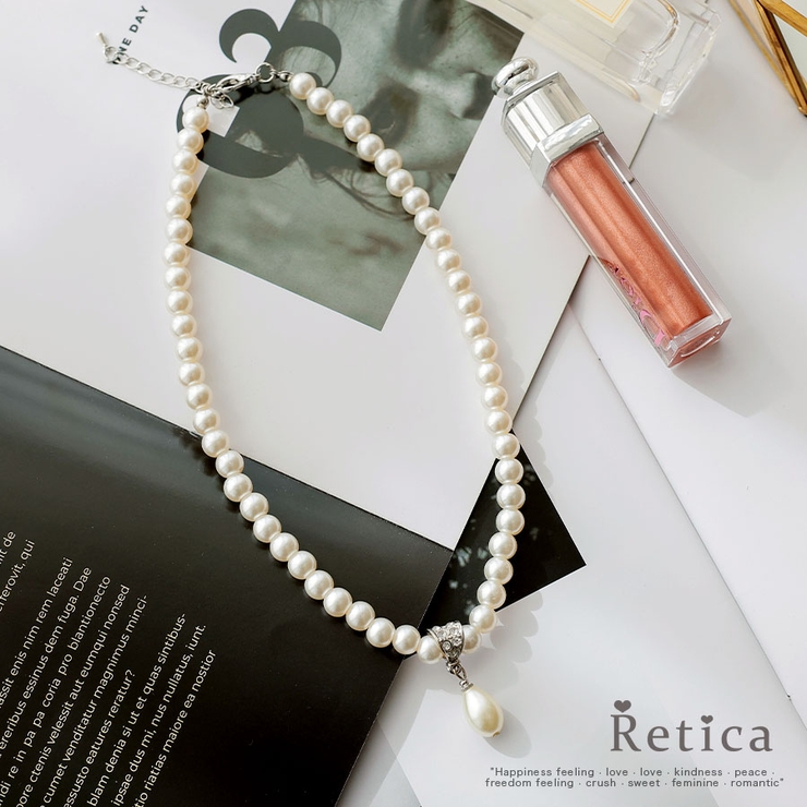 シングルパールドロップ×ビジューネックレス パールネックレス パーティードレス小… | Retica | 詳細画像1 
