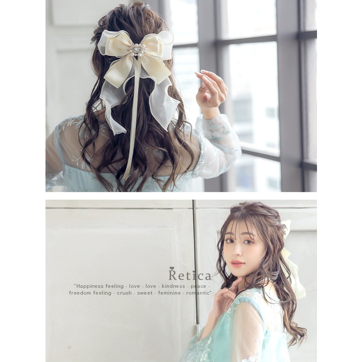 ビジューパーツビッグリボンワンカラーバレッタ パーティードレス小物 ヘアアクセサ… | Retica | 詳細画像6 