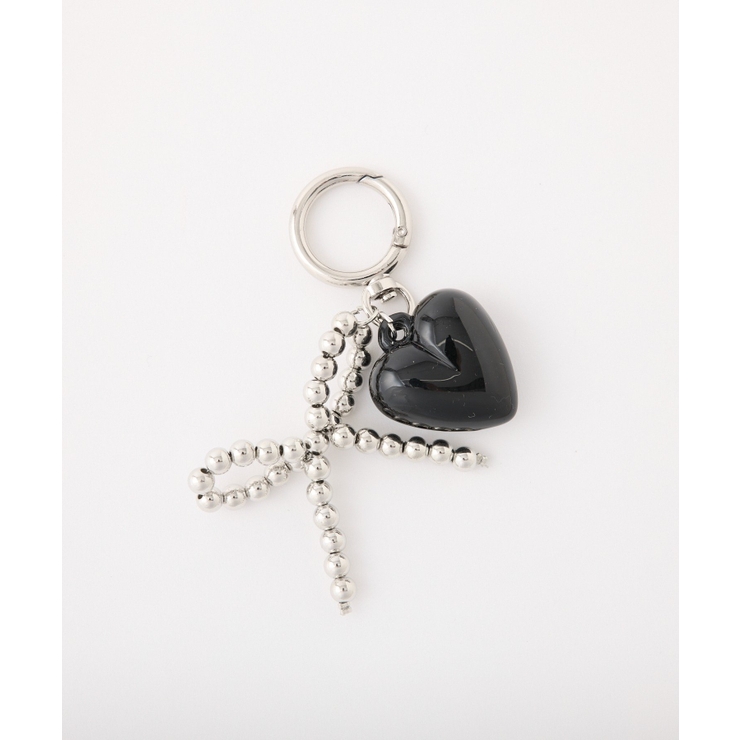 ブラック | 【one after another】ハート×ボールチェーンリボンチャーム | NICE CLAUP / OLIVE des OLIVE　OUTLET
