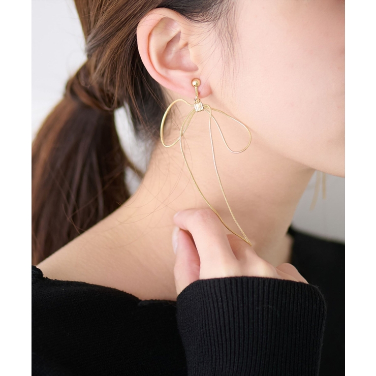ゴールド | 【natural couture】スイングリボンイヤリング | NICE CLAUP / OLIVE des OLIVE　OUTLET