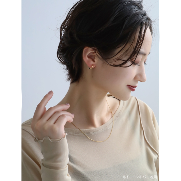 ピアス 金属アレルギー対応 つけっぱなし フープ ダイヤ 18k シルバー | Noelmarket | 詳細画像5 