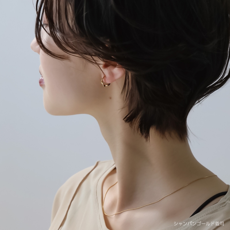 ピアス 金属アレルギー対応 つけっぱなし フープ ダイヤ 18k シルバー | Noelmarket | 詳細画像7 