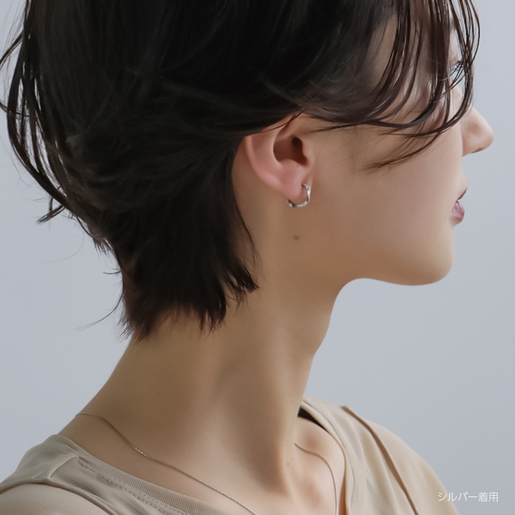 ピアス 金属アレルギー対応 つけっぱなし フープ ダイヤ 18k シルバー | Noelmarket | 詳細画像11 