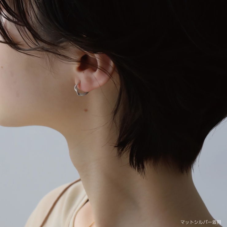 ピアス 金属アレルギー対応 つけっぱなし フープ ダイヤ 18k シルバー | Noelmarket | 詳細画像18 