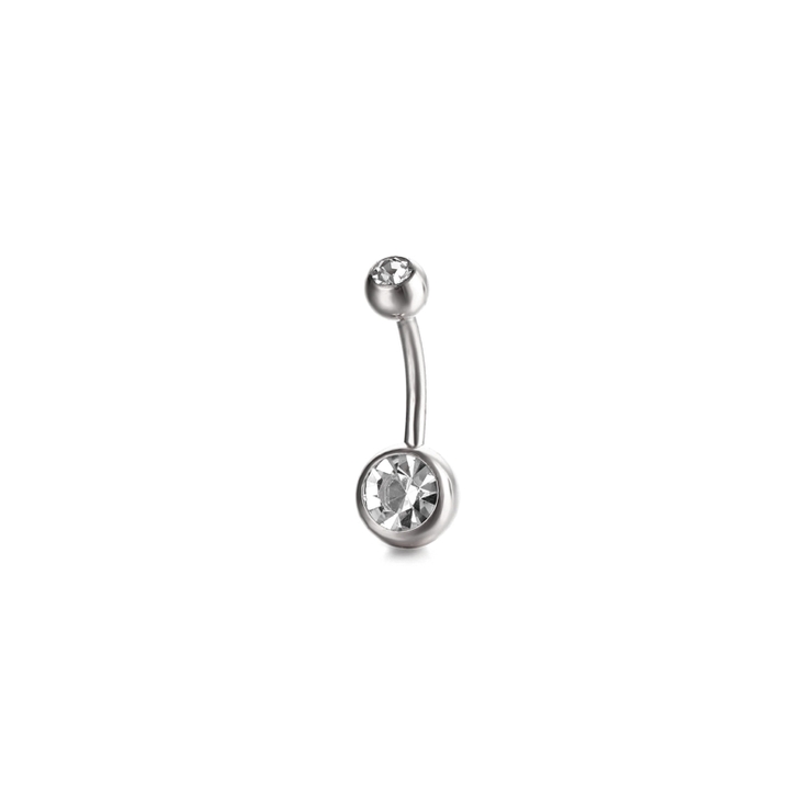 [B]シルバー | ボディピアス へそピアス 14G バナナバーベル ジュエル ステンレス | Noelmarket