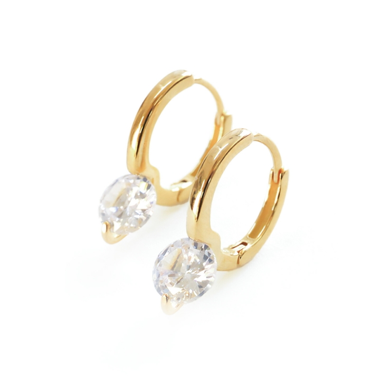 ゴールド | ピアス 金属アレルギー対応 つけっぱなし フープ ダイヤ 18k シルバー | Noelmarket