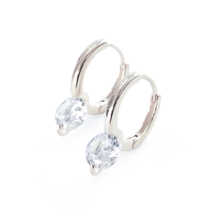 シルバー | ピアス 金属アレルギー対応 つけっぱなし フープ ダイヤ 18k シルバー | Noelmarket