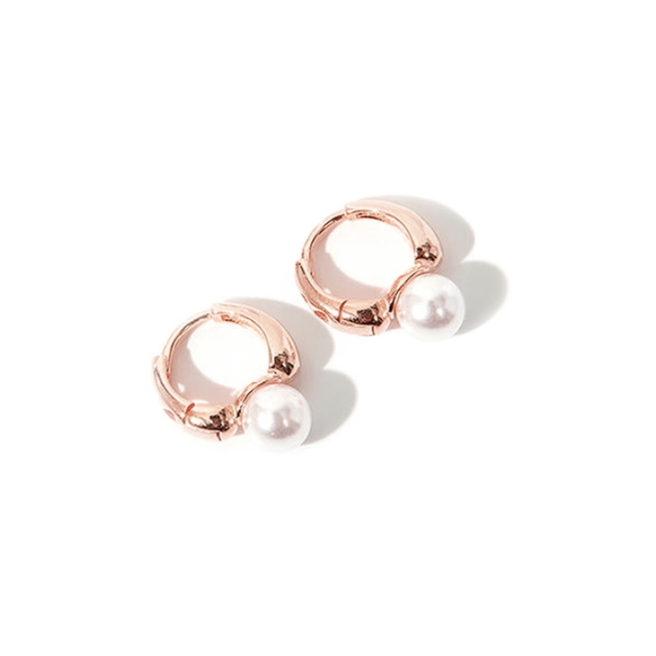 ピンクゴールド | ピアス 金属アレルギー対応 つけっぱなし パール フープ 18k 小さめ | Noelmarket