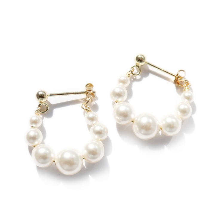 ピアス 金属アレルギー対応 つけっぱなし パール フープ 18k