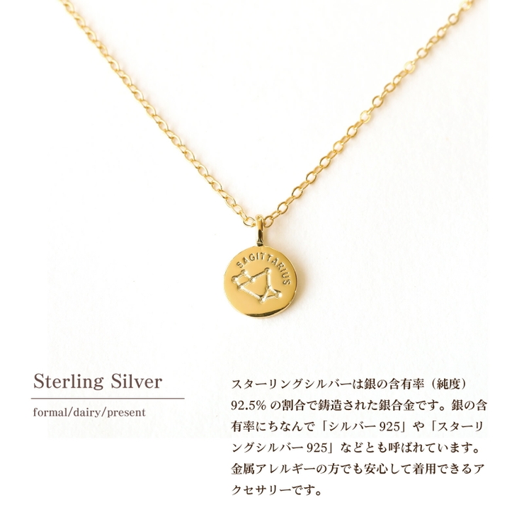 星座ネックレス ネックレス 金属アレルギー対応 レディース シルバー コイン | Noelmarket | 詳細画像7 