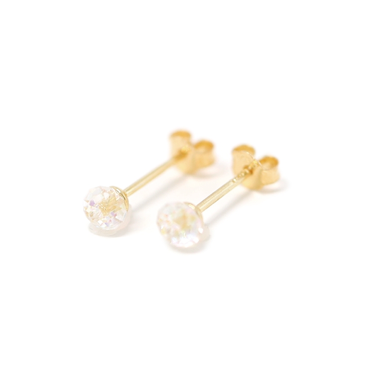 ゴールド | ピアス 金属アレルギー対応 つけっぱなし 小ぶり ガラス 18k シルバー | Noelmarket