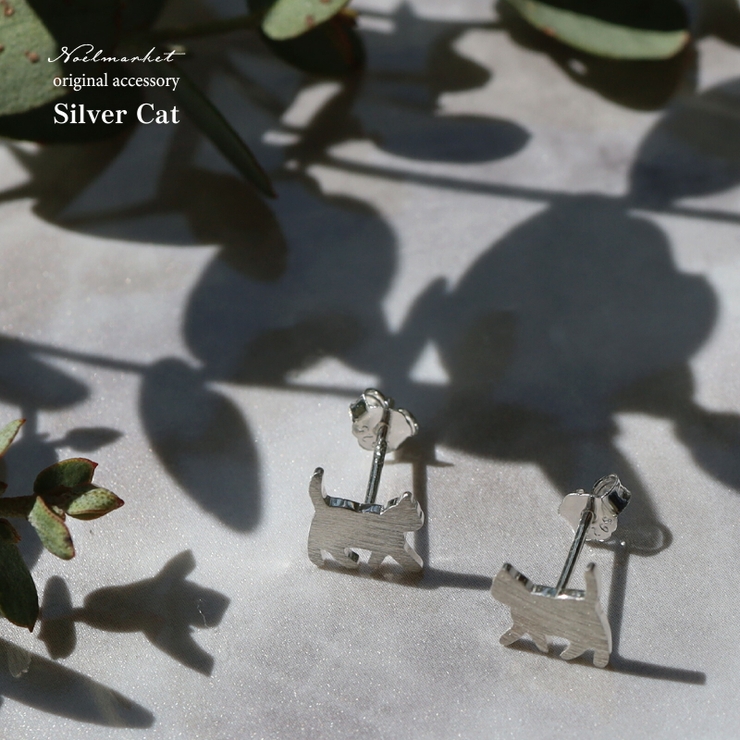ピアス 金属アレルギー対応 つけっぱなし ねこ 18k シルバー | Noelmarket | 詳細画像4 