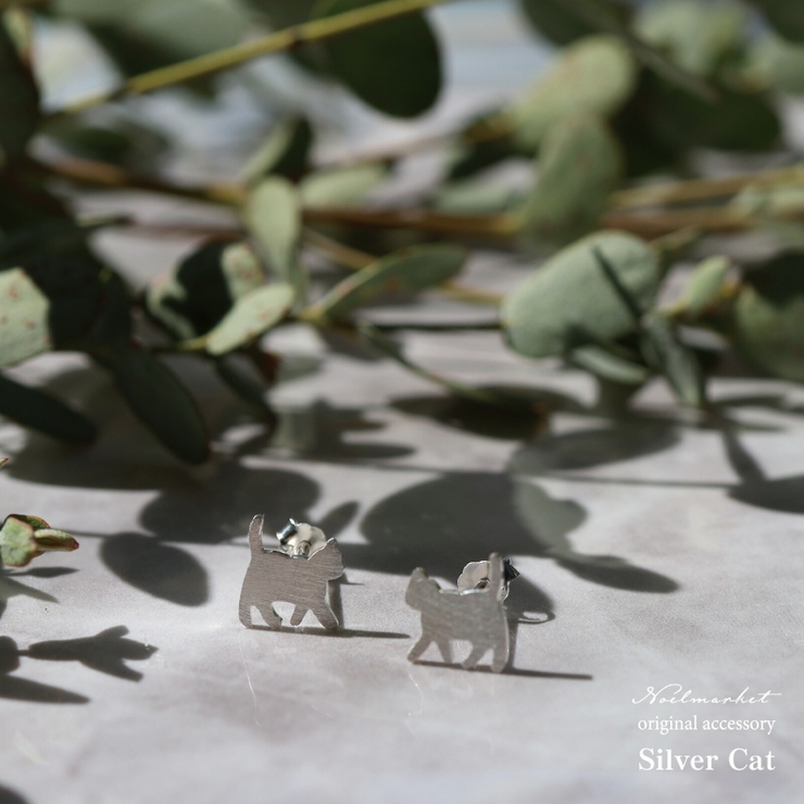 ピアス 金属アレルギー対応 つけっぱなし ねこ 18k シルバー | Noelmarket | 詳細画像9 