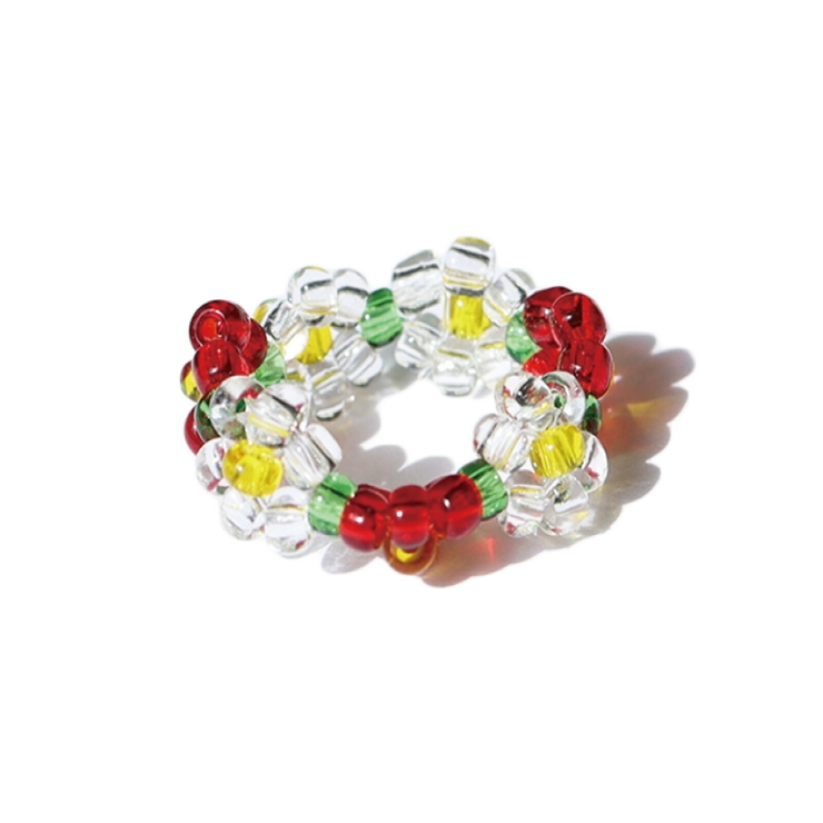 ビーズ 指輪 レディース 金属アレルギー フラワー ビーズ フリーサイズ