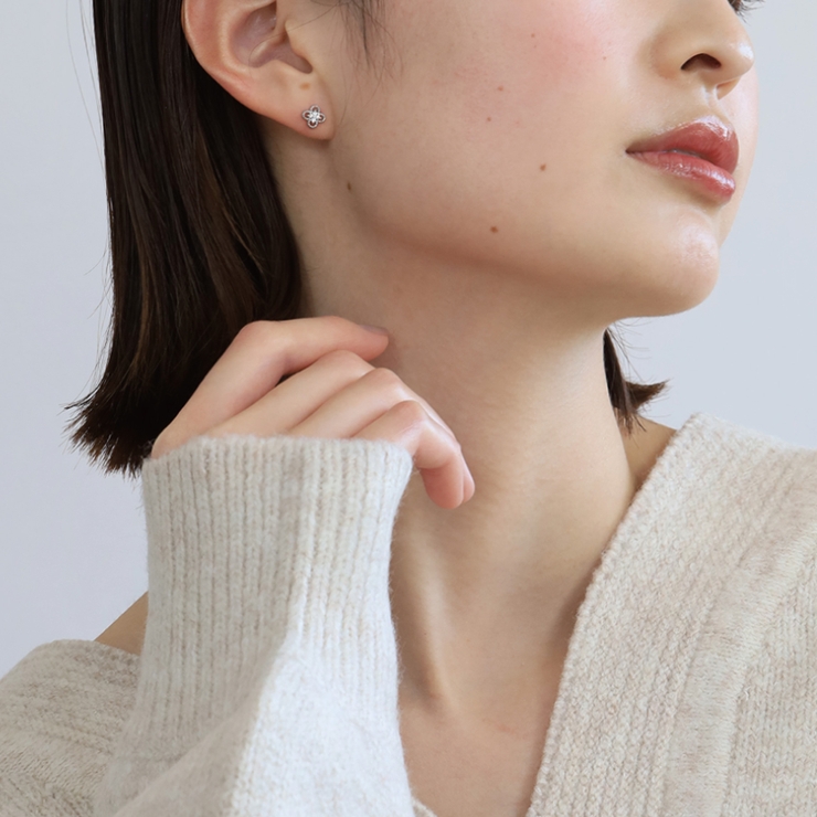 ピアス 金属アレルギー対応 つけっぱなし ダイヤ 四つ葉 18k 小さめ | Noelmarket | 詳細画像16 