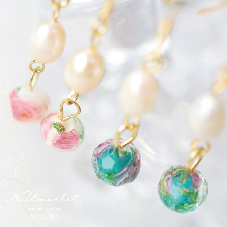 ピアス 金属アレルギー対応 つけっぱなし 小ぶり ガラス 18k シルバー | Noelmarket | 詳細画像3