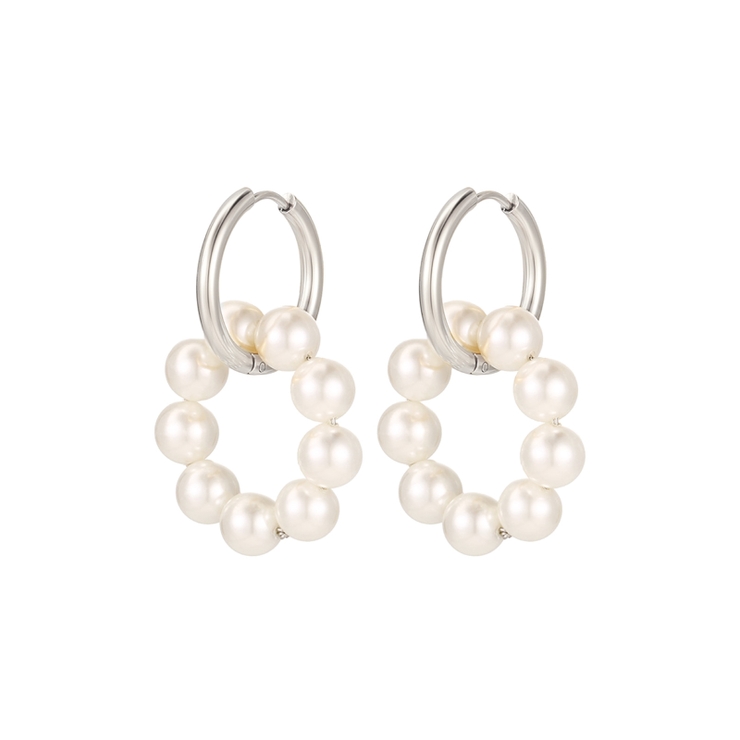シルバー | ピアス 金属アレルギー対応 つけっぱなし フープ パール 18k シルバー | Noelmarket