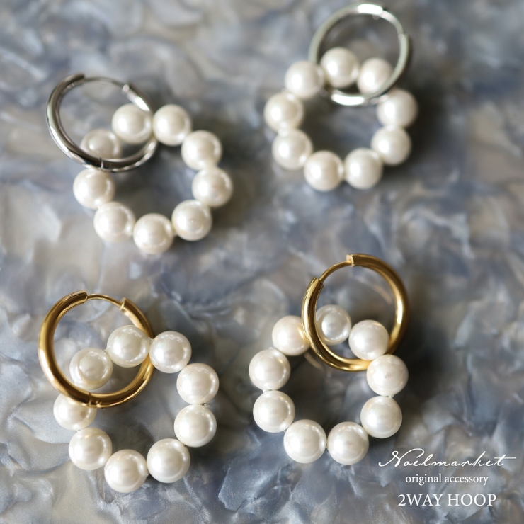 ピアス 金属アレルギー対応 つけっぱなし フープ パール 18k シルバー | Noelmarket | 詳細画像3 