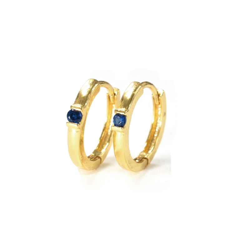 ブルー | ピアス 金属アレルギー対応 つけっぱなし フープ ダイヤ 18k シルバー | Noelmarket