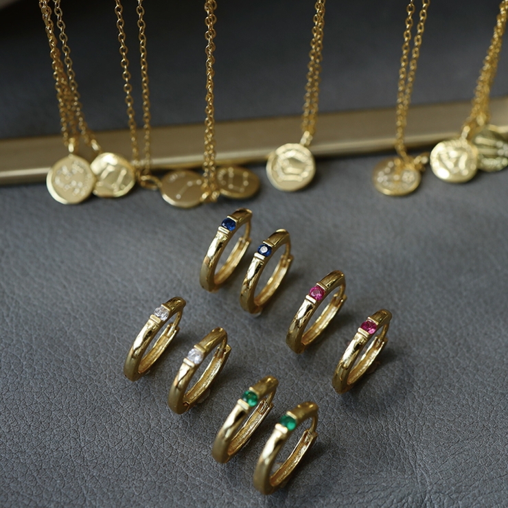 ピアス 金属アレルギー対応 つけっぱなし フープ ダイヤ 18k シルバー | Noelmarket | 詳細画像3 