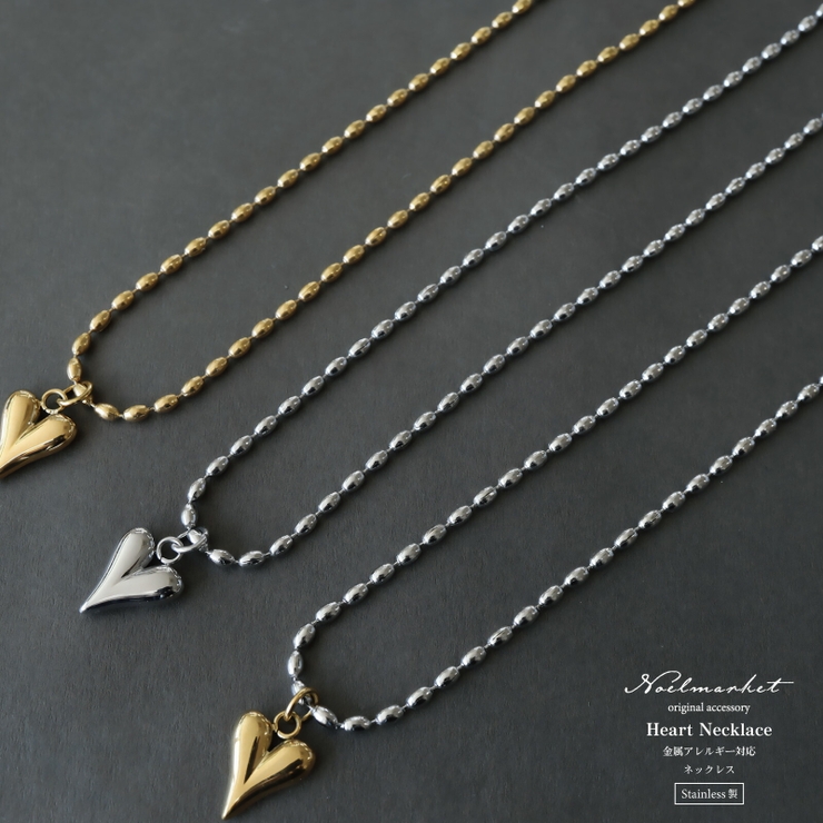 ネックレス 金属アレルギー対応 つけっぱなし ハート ステンレス バイカラー | Noelmarket | 詳細画像2 