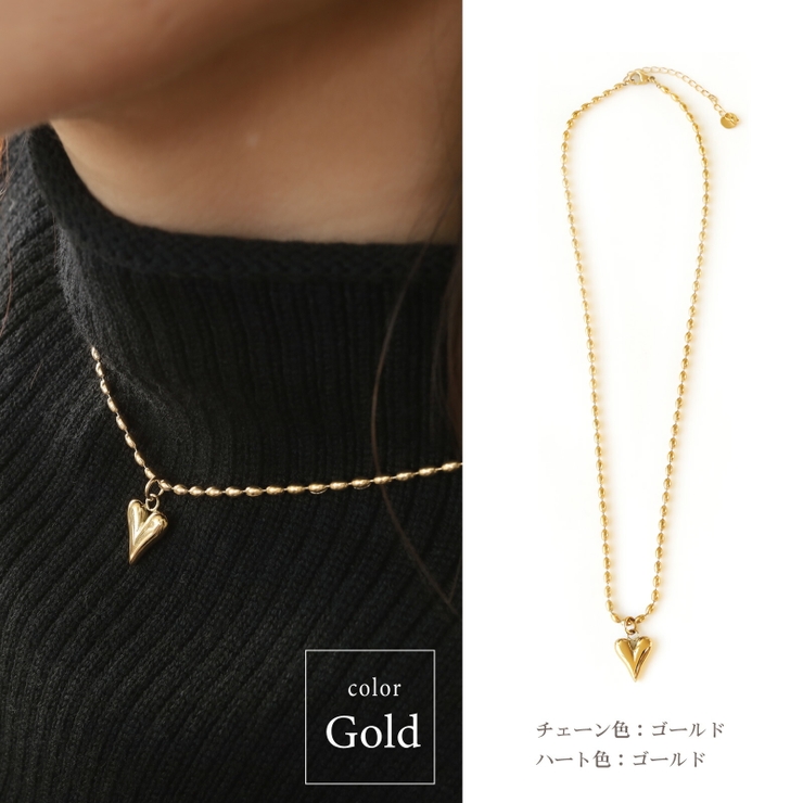 ネックレス 金属アレルギー対応 つけっぱなし ハート ステンレス バイカラー | Noelmarket | 詳細画像9 