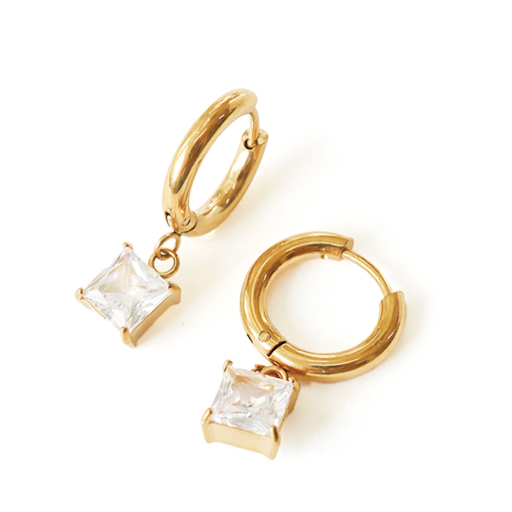 クリア | ピアス 金属アレルギー対応 つけっぱなし フープ 18k シルバー ステンレス | Noelmarket