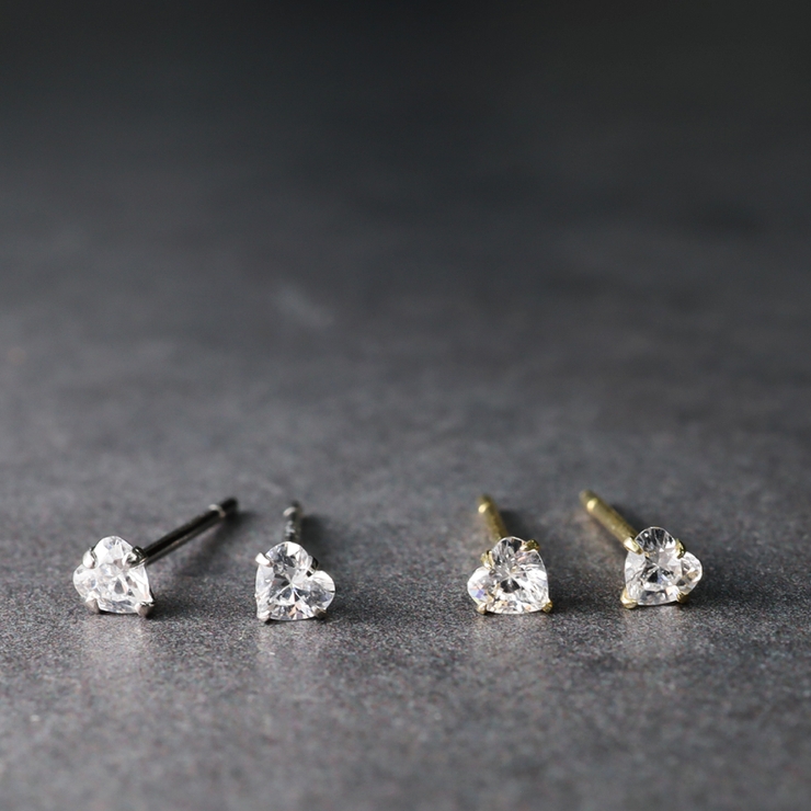 ピアス 金属アレルギー対応 つけっぱなし ハート ダイヤ 18k シルバー | Noelmarket | 詳細画像12 