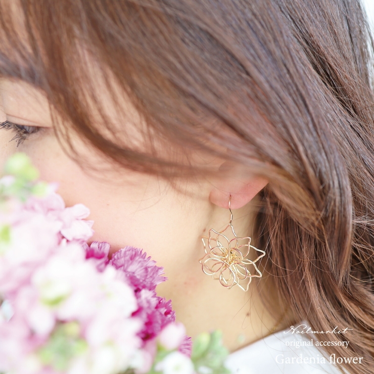 ピアス 金属アレルギー つけっぱなし ハンドメイド 花 フラワー