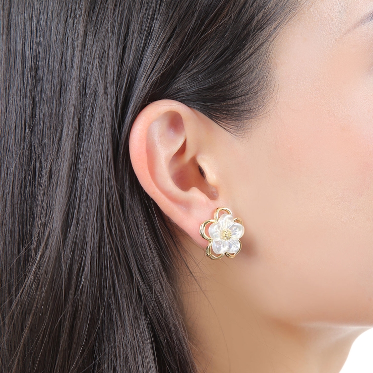 ピアス レディース スタッドピアス 大ぶり 花 可愛い モチーフピアス
