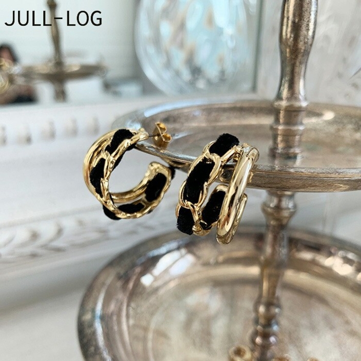 JULL-LOG(ジュローグ)ブラックチェーンフープピアス[品番：NWIW0008092