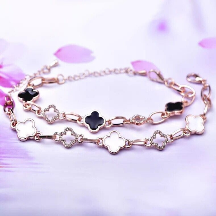 クローバーデザインブレスレット アクセント ゴールド[品番