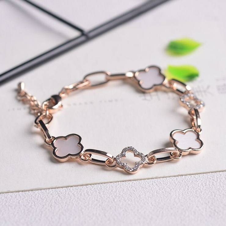 クローバーデザインブレスレット アクセント ゴールド[品番