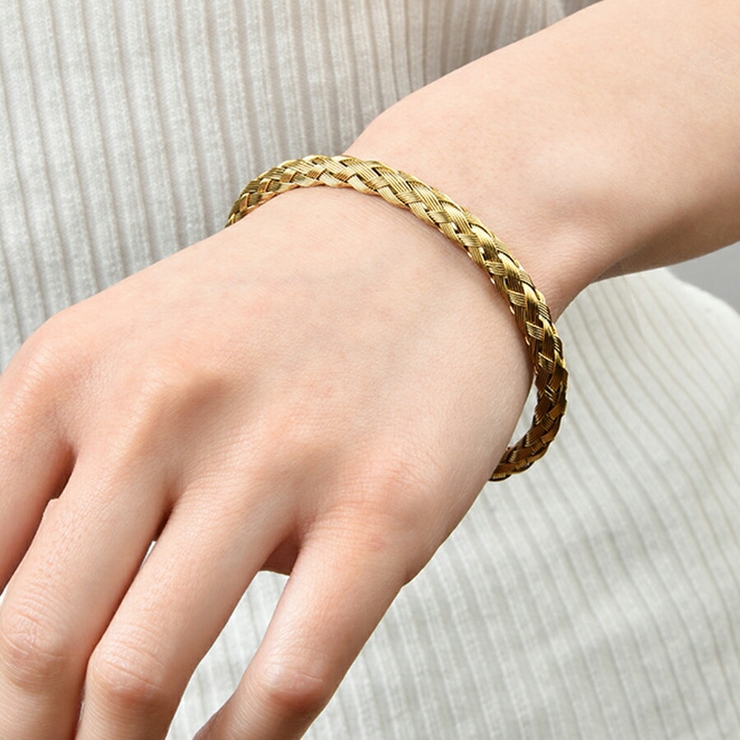 新品入荷 編み込みデザインバングル メッシュバングル ペア[品番 アクセサリー