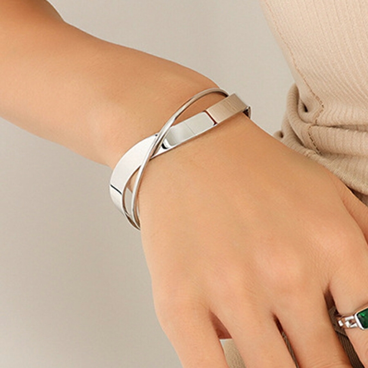 シルバー | ダブルラインバングル サージカルステンレス レディース | SLENDER
