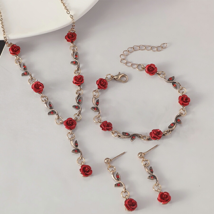 ヴィンテージローズブレスレット 薔薇 赤い[品番：XL000002940