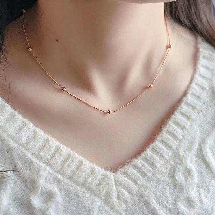 ピンクゴールド | ボールチェーンネックレス レディース おしゃれ | SLENDER