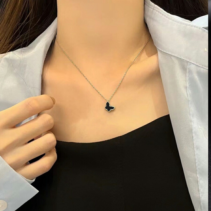バタフライデザインネックレス シルバー ピンクゴールド[品番
