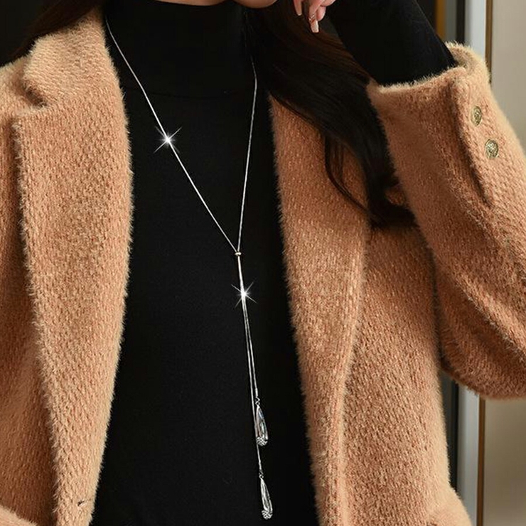 ラリエットロングネックレス ジルコニア シルバー[品番