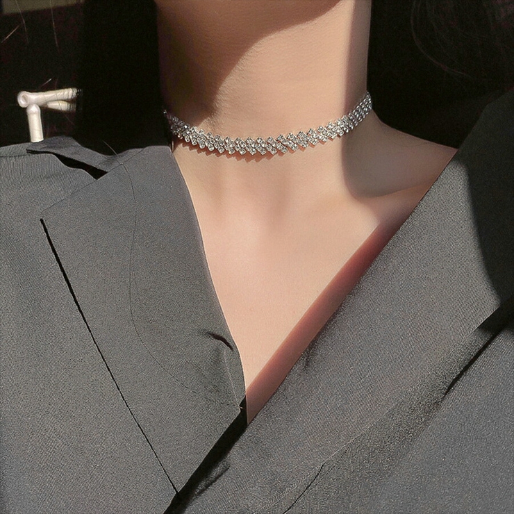 チョーカーネックレス シルバー ブラック[品番：XL000002921