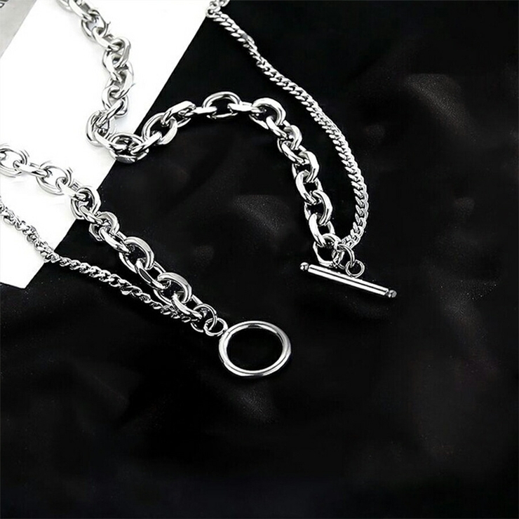 ダブルチェーンネックレス シルバー 2連ネックレス[品番