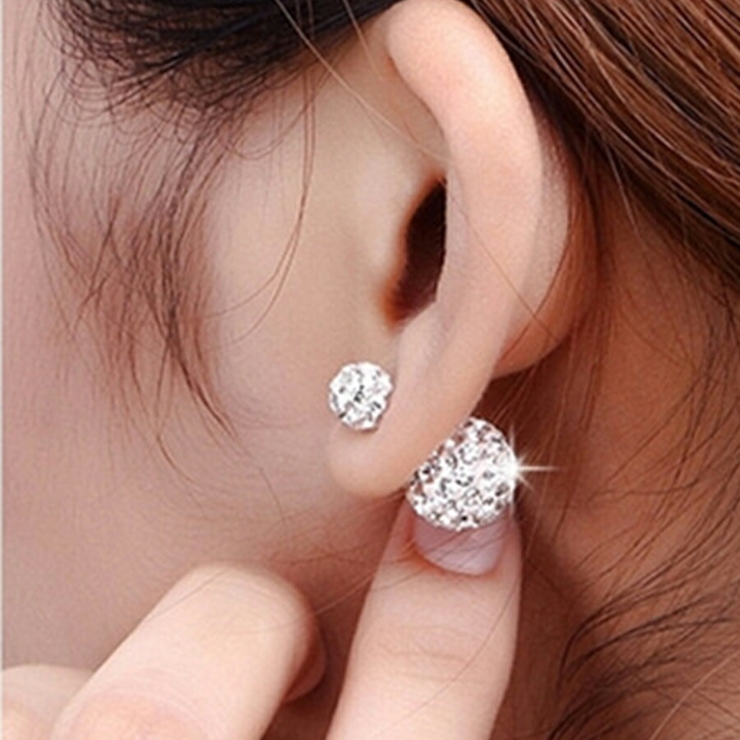 シルバー | ビジューボールバックキャッチピアス レディース おしゃれ | SLENDER