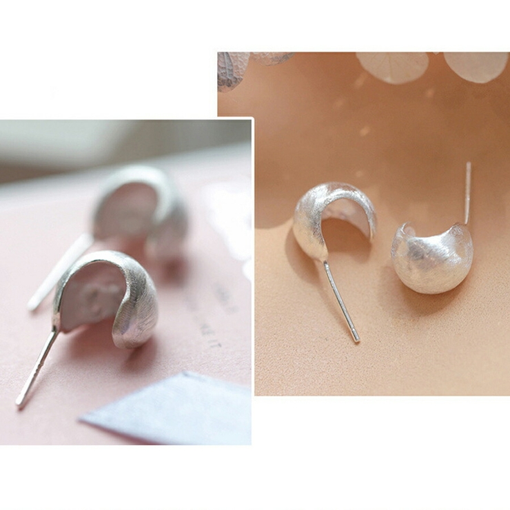 艶消しデザインピアス マットメタル カーブピアス | SLENDER | 詳細画像3 